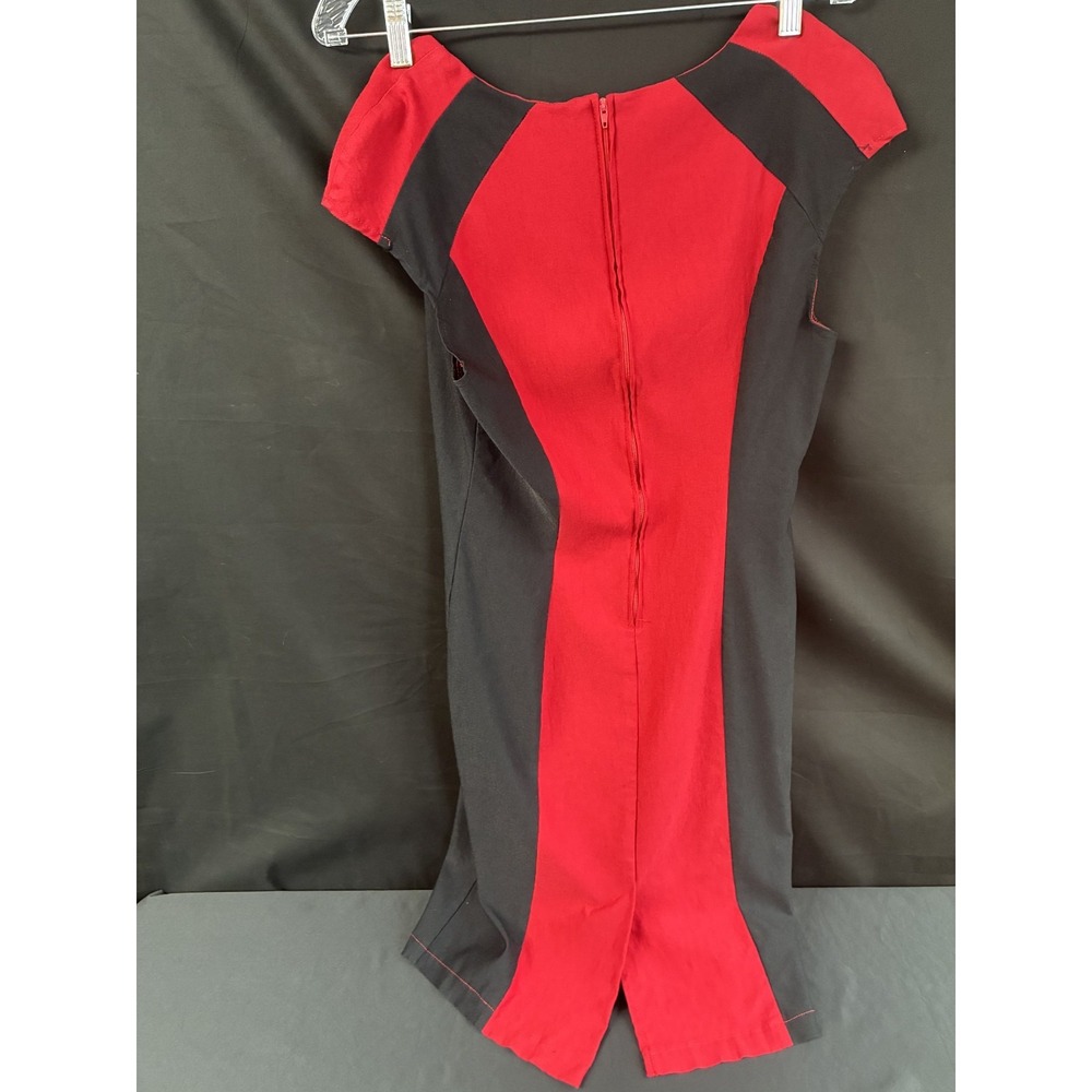 P&S Red Black Colorblock Sheath Dress Stretch Cap Sleeve Women’s (Approx. 6-8) - Picture 3 of 4